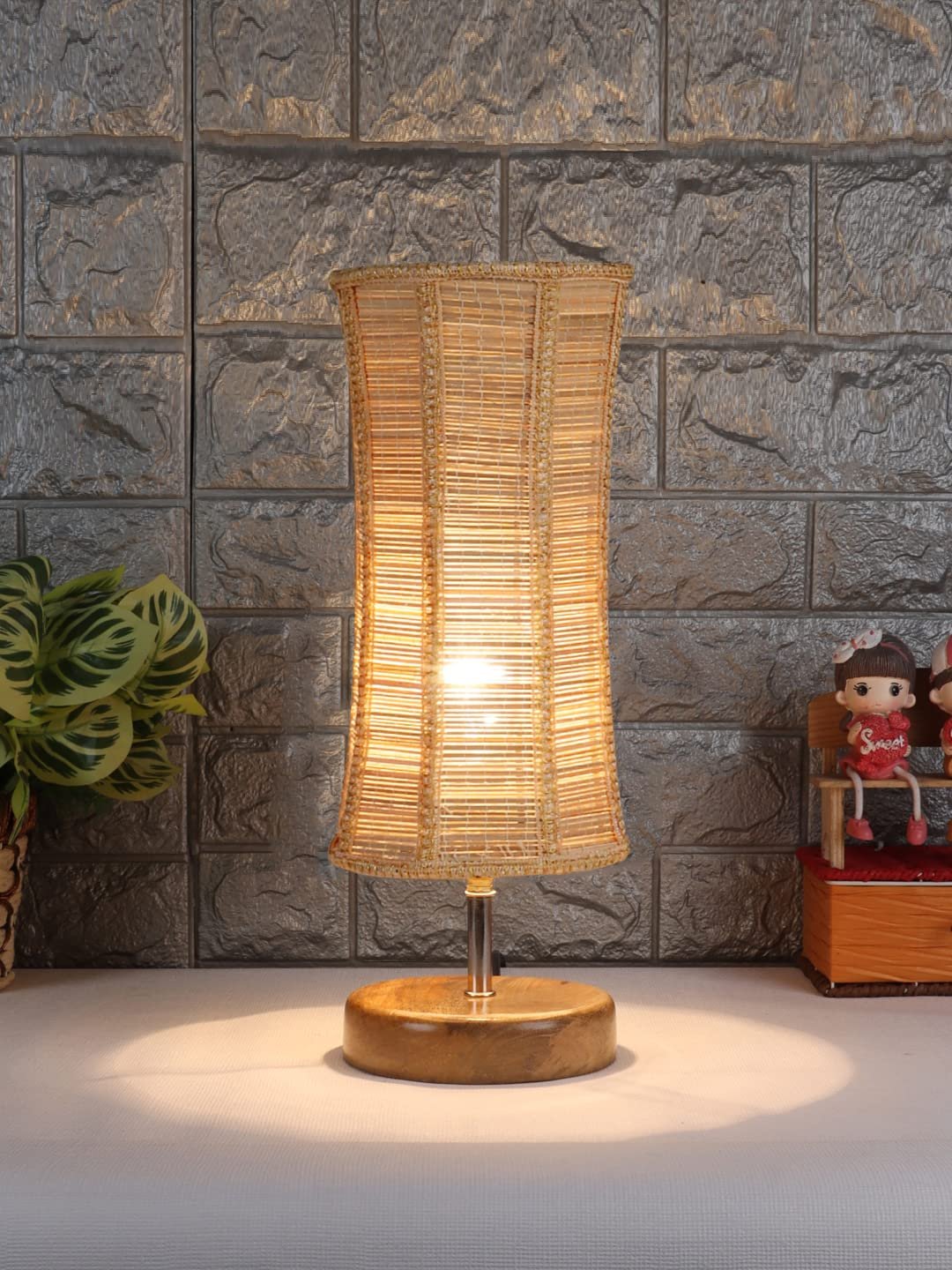 Wood Table lamp with Bamboo Shade(39)