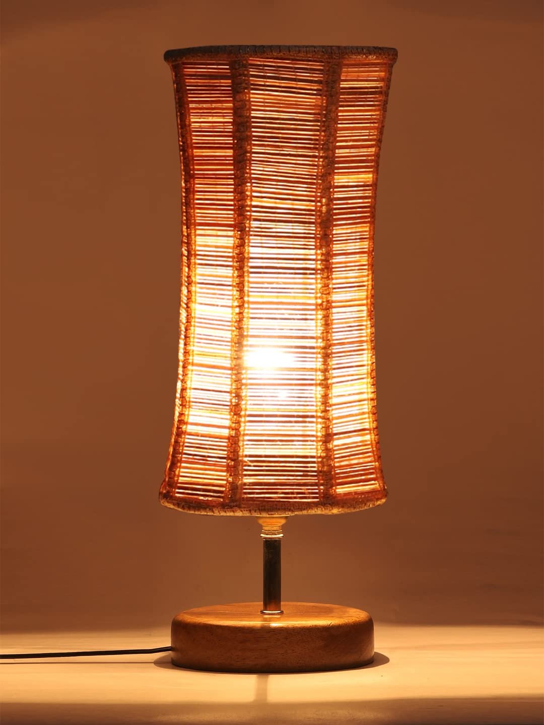 Wood Table lamp with Bamboo Shade(39)