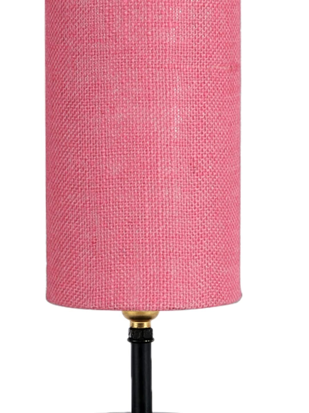Wood Table lamp with Pink Jute Shade(48)