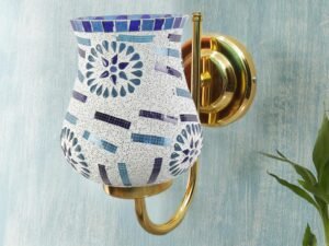 Multicolor Wall Lamp | Elegant Mosaic Glass & Wood Design | Stylish Ambient Light for Home, Office, Living Room, Bedroom, Hallway | Modern Decorative Wall Sconce - Model DBS35