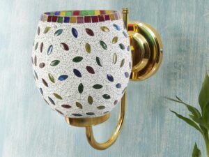 Multicolor Wall Lamp | Elegant Mosaic Glass & Wood Design | Stylish Ambient Light for Home, Office, Living Room, Bedroom, Hallway | Modern Decorative Wall Sconce - Model DBS36