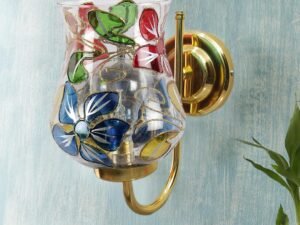 Multicolor Wall Lamp | Elegant Mosaic Glass & Wood Design | Stylish Ambient Light for Home, Office, Living Room, Bedroom, Hallway | Modern Decorative Wall Sconce - Model DBS39