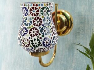 Multicolor Wall Lamp | Elegant Mosaic Glass & Wood Design | Stylish Ambient Light for Home, Office, Living Room, Bedroom, Hallway | Modern Decorative Wall Sconce - Model DBS41