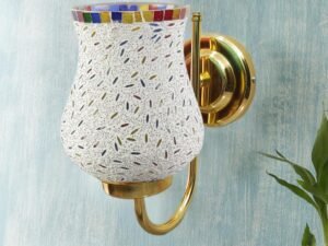 Multicolor Wall Lamp | Elegant Mosaic Glass & Wood Design | Stylish Ambient Light for Home, Office, Living Room, Bedroom, Hallway | Modern Decorative Wall Sconce - Model DBS43