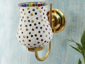 Multicolor Wall Lamp | Elegant Mosaic Glass & Wood Design | Stylish Ambient Light for Home, Office, Living Room, Bedroom, Hallway | Modern Decorative Wall Sconce - Model DBS44