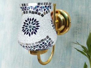Multicolor Wall Lamp | Elegant Mosaic Glass & Wood Design | Stylish Ambient Light for Home, Office, Living Room, Bedroom, Hallway | Modern Decorative Wall Sconce - Model DBS47