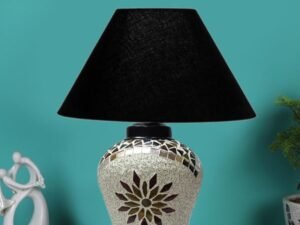 Multicolor Table Lamp | Artistic Mosaic Glass with Sturdy Wood Base | Decorative Ambient Light for Home D�cor | Perfect Blend of Modern & Traditional Style - Model DDG52