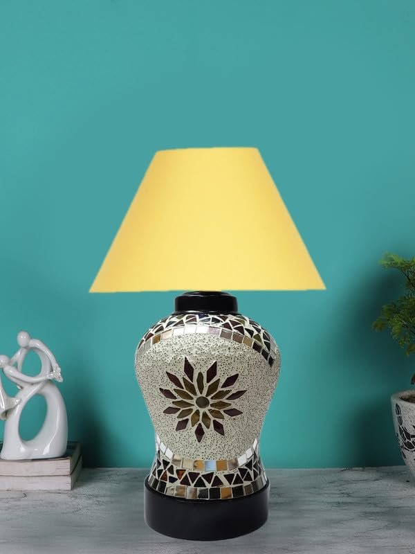 Multicolor Table Lamp | Artistic Mosaic Glass with Sturdy Wood Base | Decorative Ambient Light for Home D�cor | Perfect Blend of Modern & Traditional Style - Model DDG55