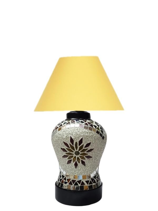Multicolor Table Lamp | Artistic Mosaic Glass with Sturdy Wood Base | Decorative Ambient Light for Home D�cor | Perfect Blend of Modern & Traditional Style - Model DDG55