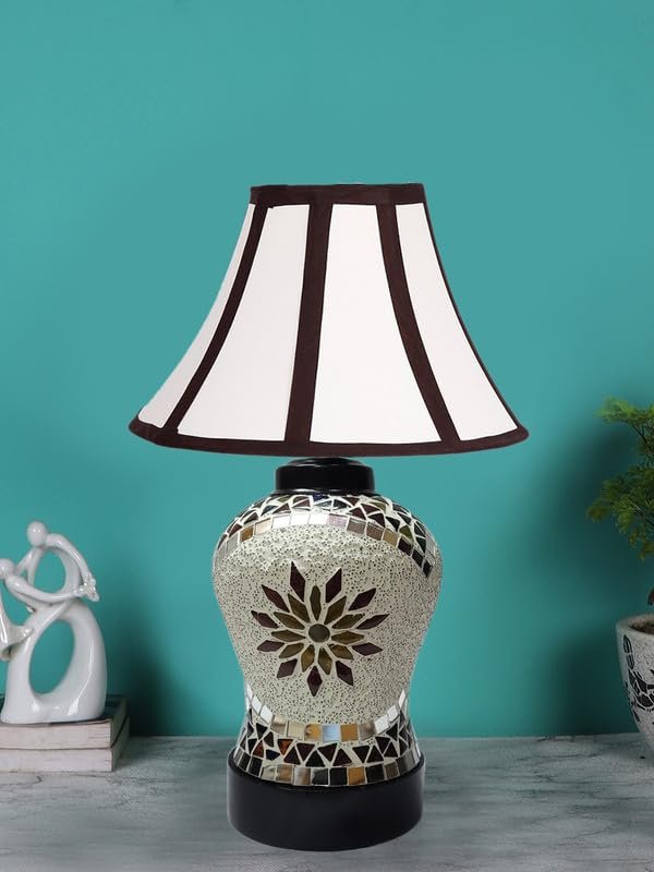Multicolor Table Lamp | Artistic Mosaic Glass with Sturdy Wood Base | Decorative Ambient Light for Home D�cor | Perfect Blend of Modern & Traditional Style - Model DDG67