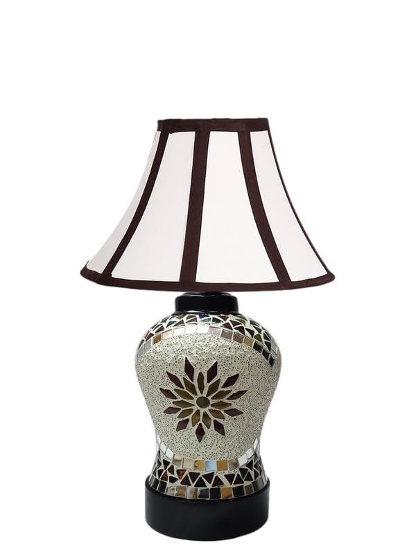 Multicolor Table Lamp | Artistic Mosaic Glass with Sturdy Wood Base | Decorative Ambient Light for Home D�cor | Perfect Blend of Modern & Traditional Style - Model DDG67