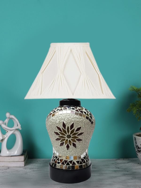 Multicolor Table Lamp | Artistic Mosaic Glass with Sturdy Wood Base | Decorative Ambient Light for Home D�cor | Perfect Blend of Modern & Traditional Style - Model DDG73