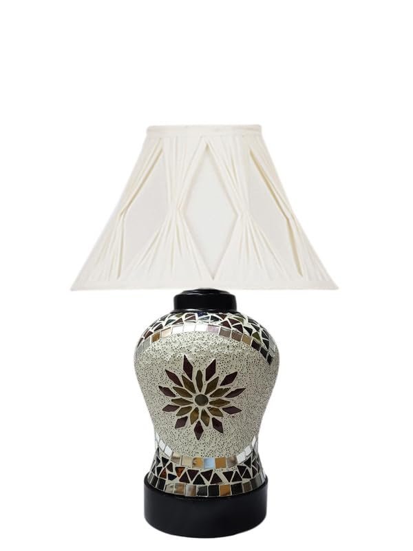 Multicolor Table Lamp | Artistic Mosaic Glass with Sturdy Wood Base | Decorative Ambient Light for Home D�cor | Perfect Blend of Modern & Traditional Style - Model DDG73