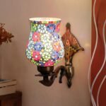 Antique Metal Wall Lamp with Multicolor Mosaic Glass -F(8.8×4.5×11)