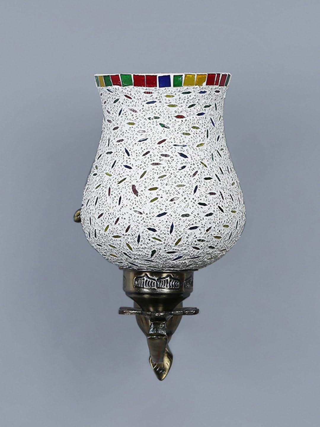 Antique Metal Wall Lamp with Multicolor Mosaic Glass -G(8.8x4.5x11)