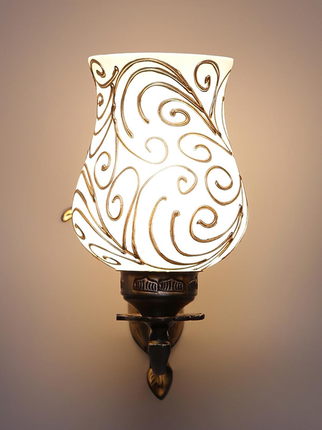 Antique Metal Wall Lamp with Multicolor Mosaic Glass- I (8.8x4.5x11)