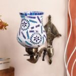 Antique Metal Wall Lamp with Multicolor Mosaic Glass -J(8.8×4.5×11)