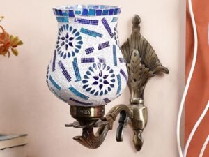 Antique Metal Wall Lamp with Multicolor Mosaic Glass -J(8.8x4.5x11)