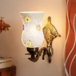 Antique Metal Wall Lamp with Multicolor Mosaic Glass -K(8.8×4.5×11)