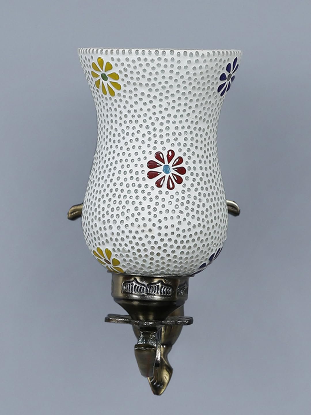 Antique Metal Wall Lamp with Multicolor Mosaic Glass -K(8.8x4.5x11)
