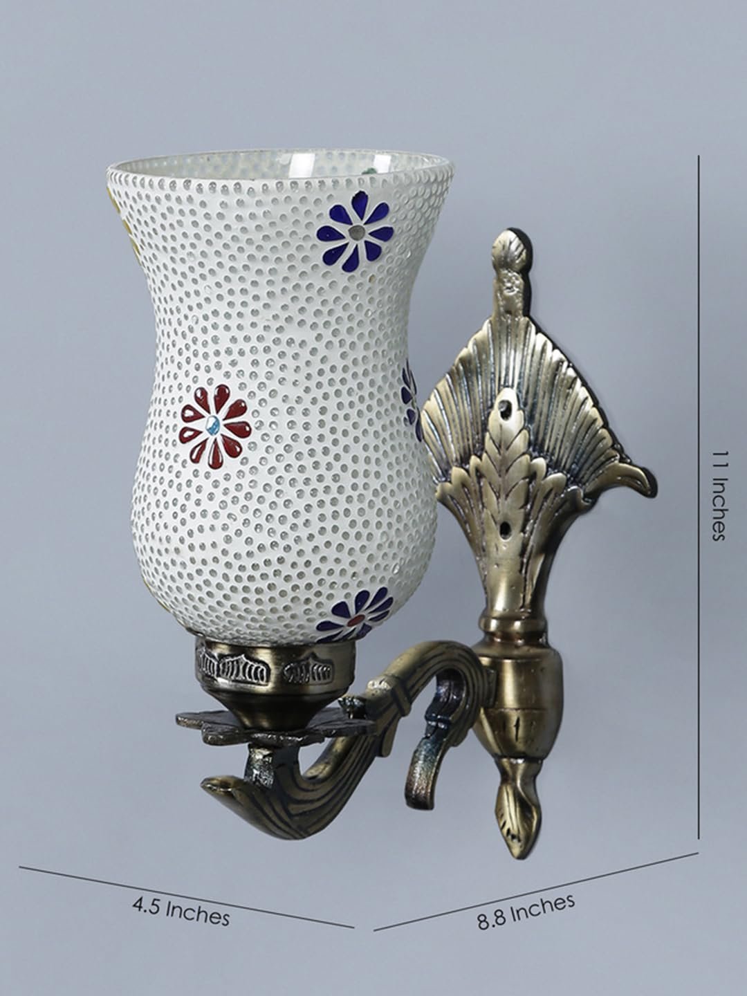 Antique Metal Wall Lamp with Multicolor Mosaic Glass -K(8.8x4.5x11)