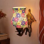 Antique Metal Wall Lamp with Multicolor Mosaic Glass -L(8.8×4.5×11)