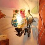 Antique Metal Wall Lamp with Multicolor Mosaic Glass -N(8.8×4.5×11)