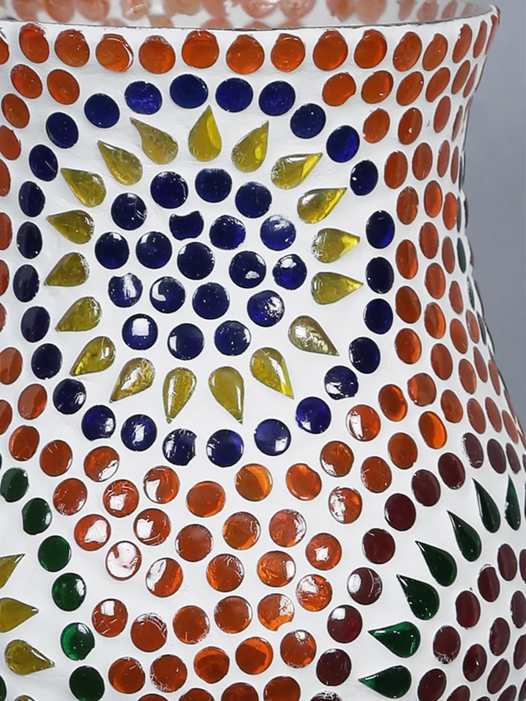 Antique Metal Wall Lamp with Multicolor Mosaic Glass -Q(9.3x4.5x12 Inches)