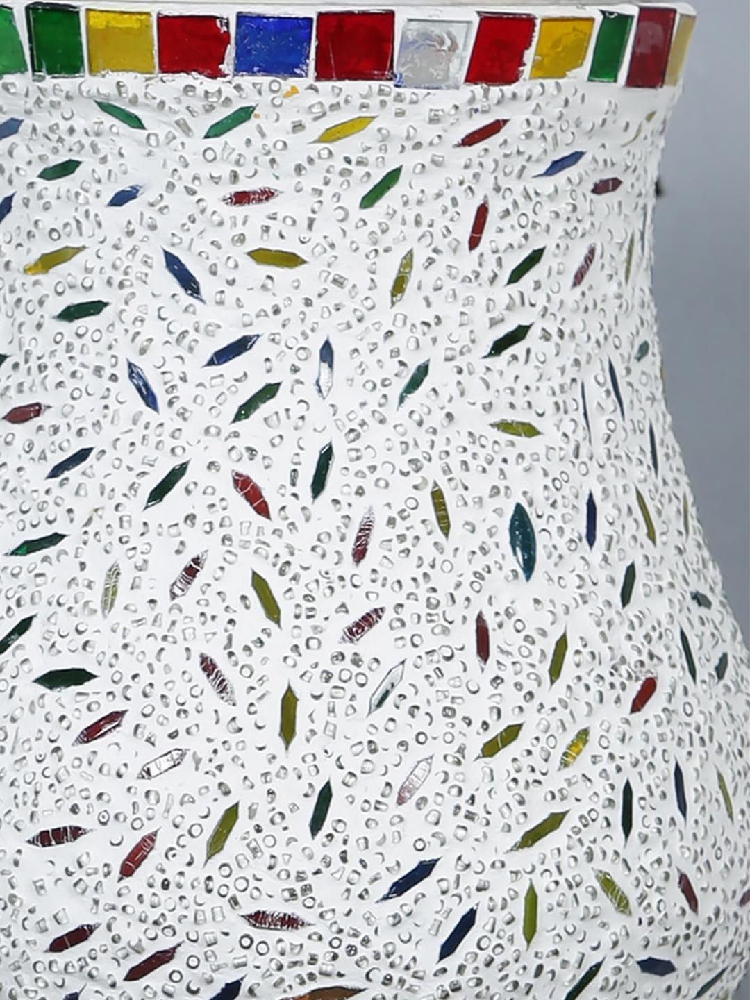Antique Metal Wall Lamp with Multicolor Mosaic Glass -V(9.3x4.5x12 Inches)