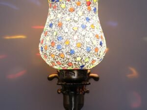 Antique Metal Wall Lamp with Multicolor Mosaic Glass -W(9.3x4.5x12 Inches)