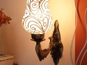 Antique Metal Fish Wall Lamp with Multicolor Mosaic Glass -AL(8.5x4.5x14 Inches)
