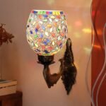 Antique Metal Fish Wall Lamp with Multicolor Mosaic Glass -AP(8.5×4.5×14 Inches)