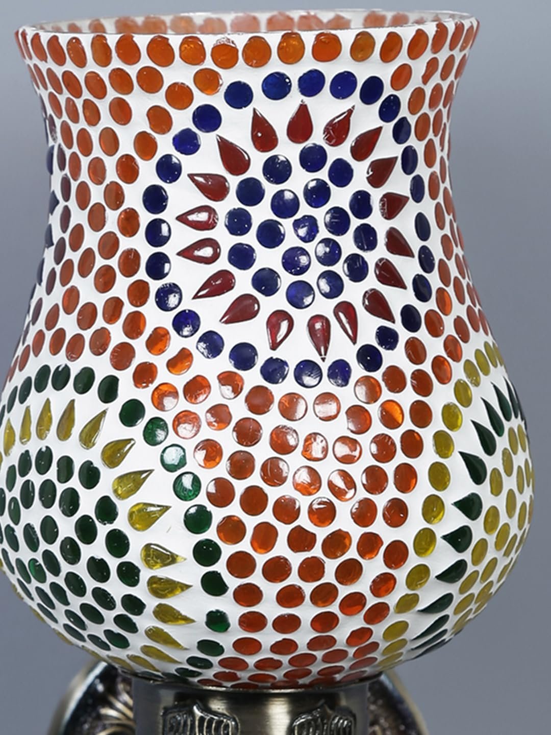 Antique Metal Peacock Wall Lamp with Multicolor Mosaic Glass -Bn(8.5x4.5x11.5 Inches)