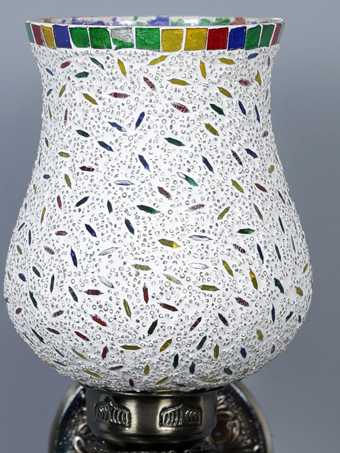 Antique Metal Peacock Wall Lamp with Multicolor Mosaic Glass -BL(8.5x4.5x11.5 Inches)