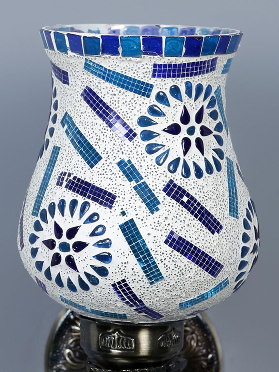 Antique Metal Peacock Wall Lamp with Multicolor Mosaic Glass -BP(8.5x4.5x11.5 Inches)