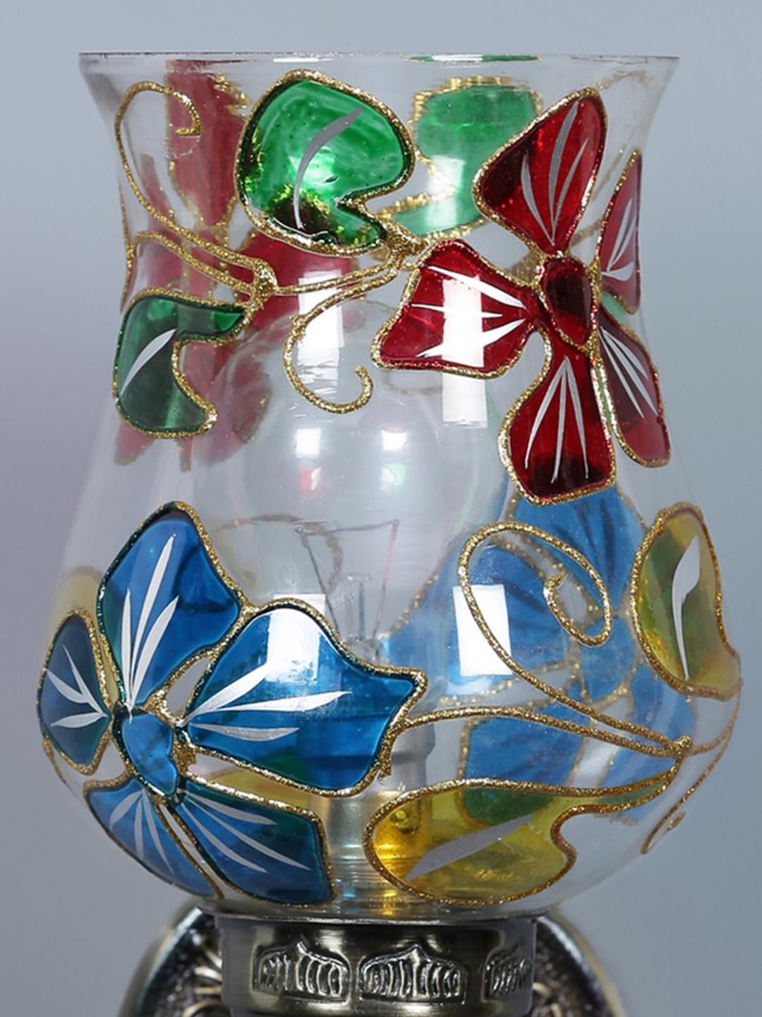 Antique Metal Peacock Wall Lamp with Multicolor Mosaic Glass -BX(8.5x4.5x11.5 Inches)