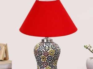 Multicolor Table Lamp | Artistic Mosaic Glass with Sturdy Wood Base | Decorative Ambient Light for Home D�cor | Perfect Blend of Modern & Traditional Style - Model DG103