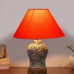 Multicolor Table Lamp | Artistic Mosaic Glass with Sturdy Wood Base | Decorative Ambient Light for Home D�cor | Perfect Blend of Modern & Traditional Style – Model DG104
