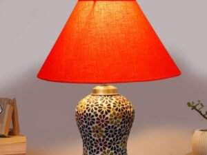 Multicolor Table Lamp | Artistic Mosaic Glass with Sturdy Wood Base | Decorative Ambient Light for Home D�cor | Perfect Blend of Modern & Traditional Style - Model DG104