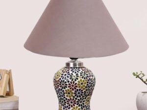 Multicolor Table Lamp | Artistic Mosaic Glass with Sturdy Wood Base | Decorative Ambient Light for Home D�cor | Perfect Blend of Modern & Traditional Style - Model DG106
