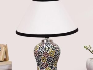 Multicolor Table Lamp | Artistic Mosaic Glass with Sturdy Wood Base | Decorative Ambient Light for Home D�cor | Perfect Blend of Modern & Traditional Style - Model DG107