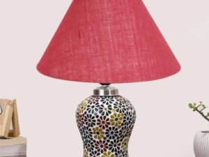 Multicolor Table Lamp | Artistic Mosaic Glass with Sturdy Wood Base | Decorative Ambient Light for Home D�cor | Perfect Blend of Modern & Traditional Style - Model DG109