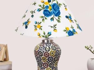 Multicolor Table Lamp | Artistic Mosaic Glass with Sturdy Wood Base | Decorative Ambient Light for Home D�cor | Perfect Blend of Modern & Traditional Style - Model DG113