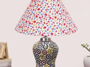 Multicolor Table Lamp | Artistic Mosaic Glass with Sturdy Wood Base | Decorative Ambient Light for Home D�cor | Perfect Blend of Modern & Traditional Style - Model DG115