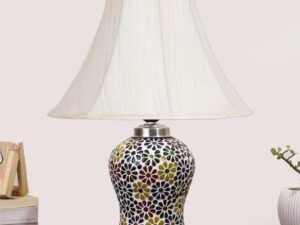 Multicolor Table Lamp | Artistic Mosaic Glass with Sturdy Wood Base | Decorative Ambient Light for Home D�cor | Perfect Blend of Modern & Traditional Style - Model DG116