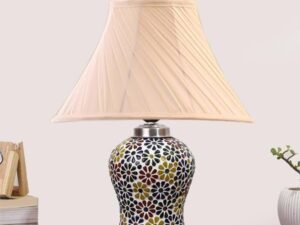 Multicolor Table Lamp | Artistic Mosaic Glass with Sturdy Wood Base | Decorative Ambient Light for Home D�cor | Perfect Blend of Modern & Traditional Style - Model DG119