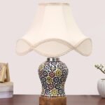 Multicolor Table Lamp | Artistic Mosaic Glass with Sturdy Wood Base | Decorative Ambient Light for Home D�cor | Perfect Blend of Modern & Traditional Style – Model DG121