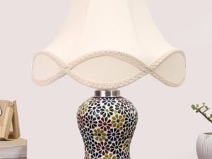 Multicolor Table Lamp | Artistic Mosaic Glass with Sturdy Wood Base | Decorative Ambient Light for Home D�cor | Perfect Blend of Modern & Traditional Style - Model DG121
