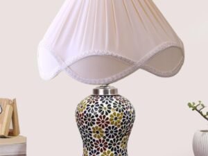 Multicolor Table Lamp | Artistic Mosaic Glass with Sturdy Wood Base | Decorative Ambient Light for Home D�cor | Perfect Blend of Modern & Traditional Style - Model DG122