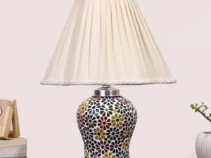 Multicolor Table Lamp | Artistic Mosaic Glass with Sturdy Wood Base | Decorative Ambient Light for Home D�cor | Perfect Blend of Modern & Traditional Style - Model DG125